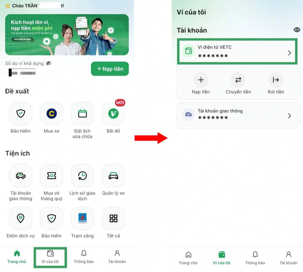 Hướng dẫn chuyển tài khoản ePass và VETC sang tài khoản giao thông - 4